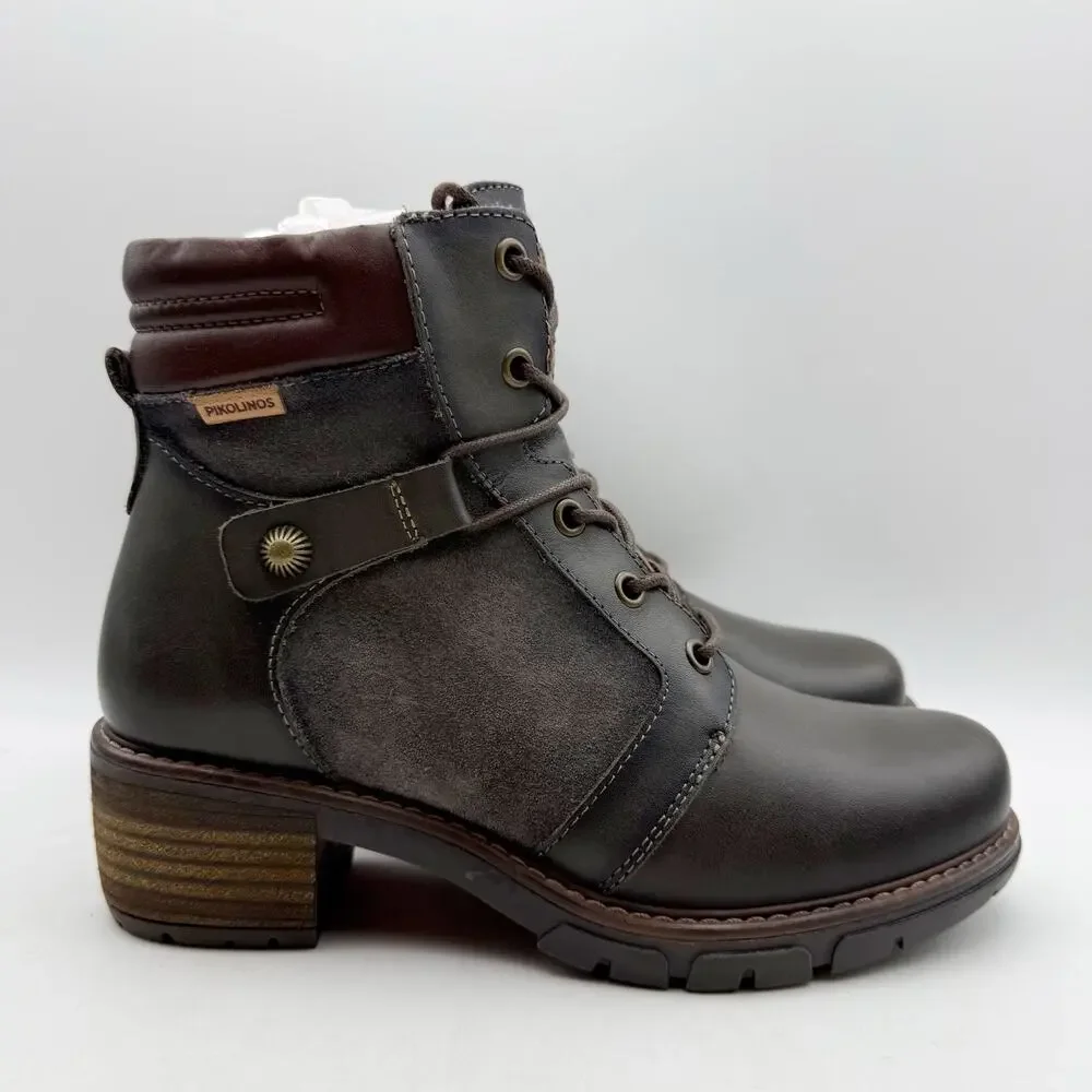 Pikolinos Womens San Sebastian Boots EU 36 US 5.5-6 Grey Calfskin Leather NWOB